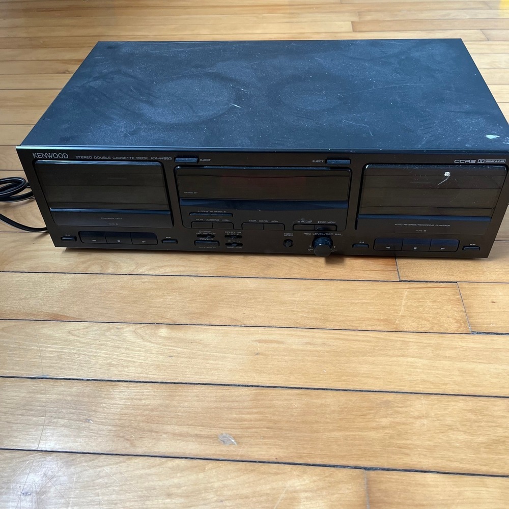 Kenwood KX-W893 Stereo Double Cassette Deck Black Dual Tape Untested B-C NR